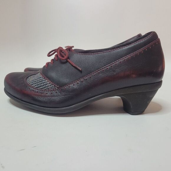 NAOT Burgundy Leather Heeled Loafers - Picture 2 of 14